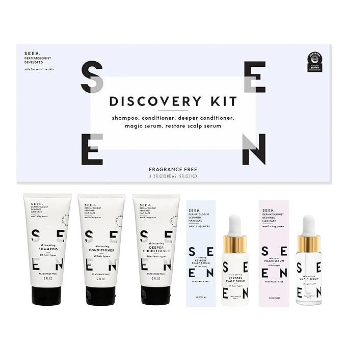 SEEN Discovery Kit - Fragrance Free - Non-Comedogenic Hair Set- Dermatologist-Developed - Safe for Sensitive, Eczema & Acne Prone Skin