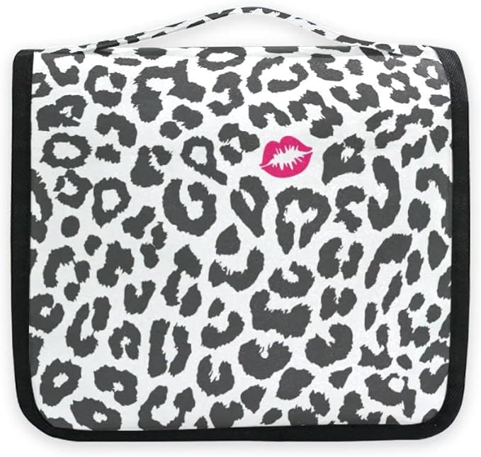 senya Hanging Travel Toiletry Bag Leopard Kiss Kit Makeup Case Cosmetics Organizer for Men Women