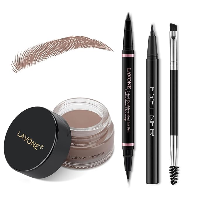 LAVONE Eyebrow Pen Kit, Waterproof Brow Pencil, Pomade,Eyeliner, Ash Blonde