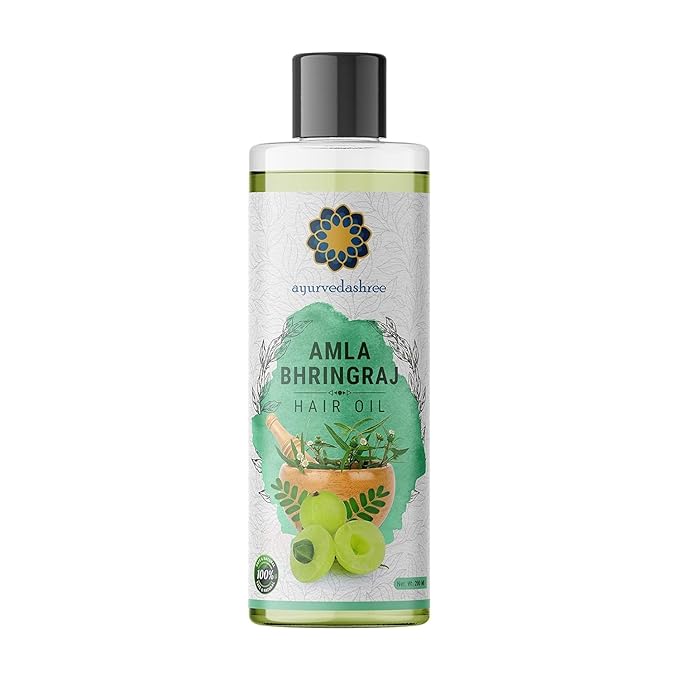 AYURVEDASHREE Hair Oil, 200 ml with Amla, Bhringraj, Brahmi, Methi, Shikakai, Neem, Henna, Pine, Clove, Eucalyptus & Citronella Oil