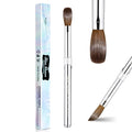 Shine Chance Acrylic Nail Art Brush Size 16, 100% Pure Kolinsky Hair Oval for Application, Professional Extension Manicure Tool Striping Drawing Pen DIY Home Salon, Silver, 1.0 Count
