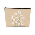 BARPERY Daisy Makeup Bag for Women - Pink Cosmetic Bag with Zipper - Travel Toiletry Bag Idea for Teen Girls & Women, Birthday or Christmas Presents