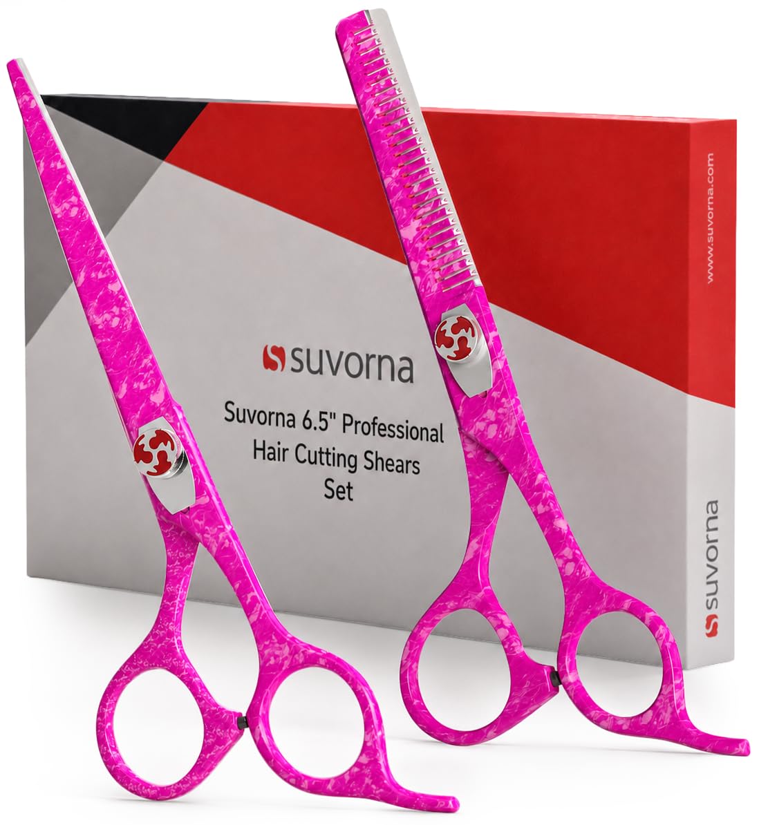 Suvorna 5.5" Professional Hair Cutting Scissors & Thinning Scissors Set - Barber Scissors, Hair Shears for Hair Cutting, Hair Scissors Professional, Texturizing Scissors - 420C Stainless Steel (2 Pcs)