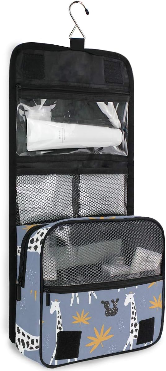 senya Hanging Travel Toiletry Bag Cute Giraffe Tropical Leaves Kit Makeup Case Cosmetics Organizer for Men Women