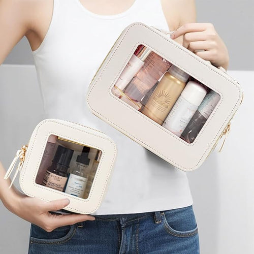 2 Pieces Clear Mahjong Bag, Travel Makeup Bag Large Cosmetic Bag with Zipper Small Clear Makeup Pouch for Purse Waterproof TSA Approved Toiletry Bag Case for Women Car Organizer Travel Essentials
