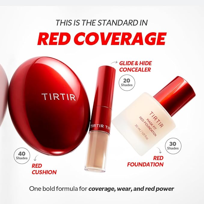 TIRTIR Mask Fit Red FoundationㅣLong Lasting Flawless Coverage, Energy Essence, Lightweight, Hydrating, Pore-Blurring, Breathable Satin Finish, Makeup, Radiant Skin, #17N Vanilla, 1.01 Fl Oz