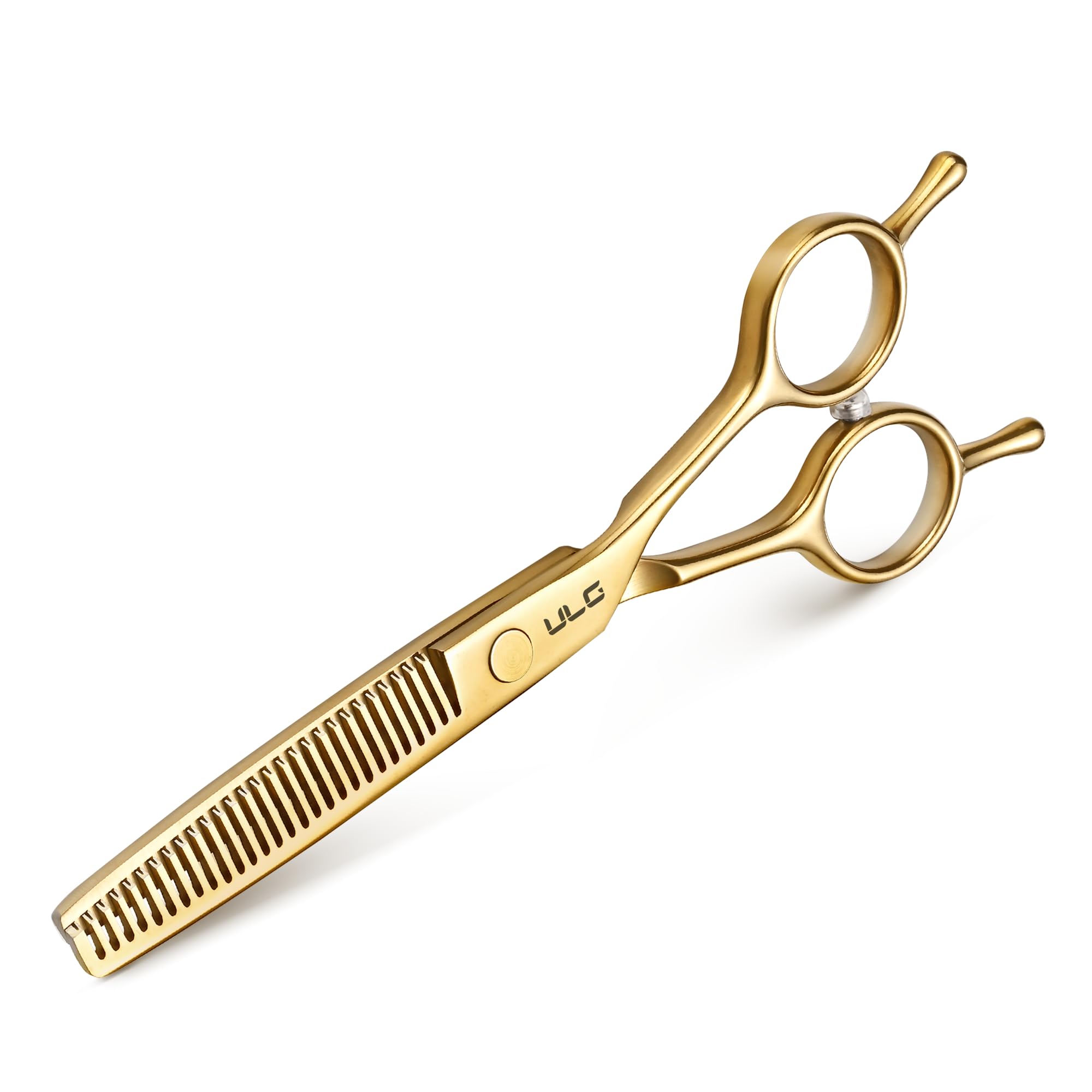 ULG Professional Texturizing & Thinning Shears - 6.5’’ Hair Cutting Scissors, Ultra Sharp Japanese Stainless Steel, Ambidextrous Ergonomic Handle for Barbers, Stylists, Salon & Home Use, Gold
