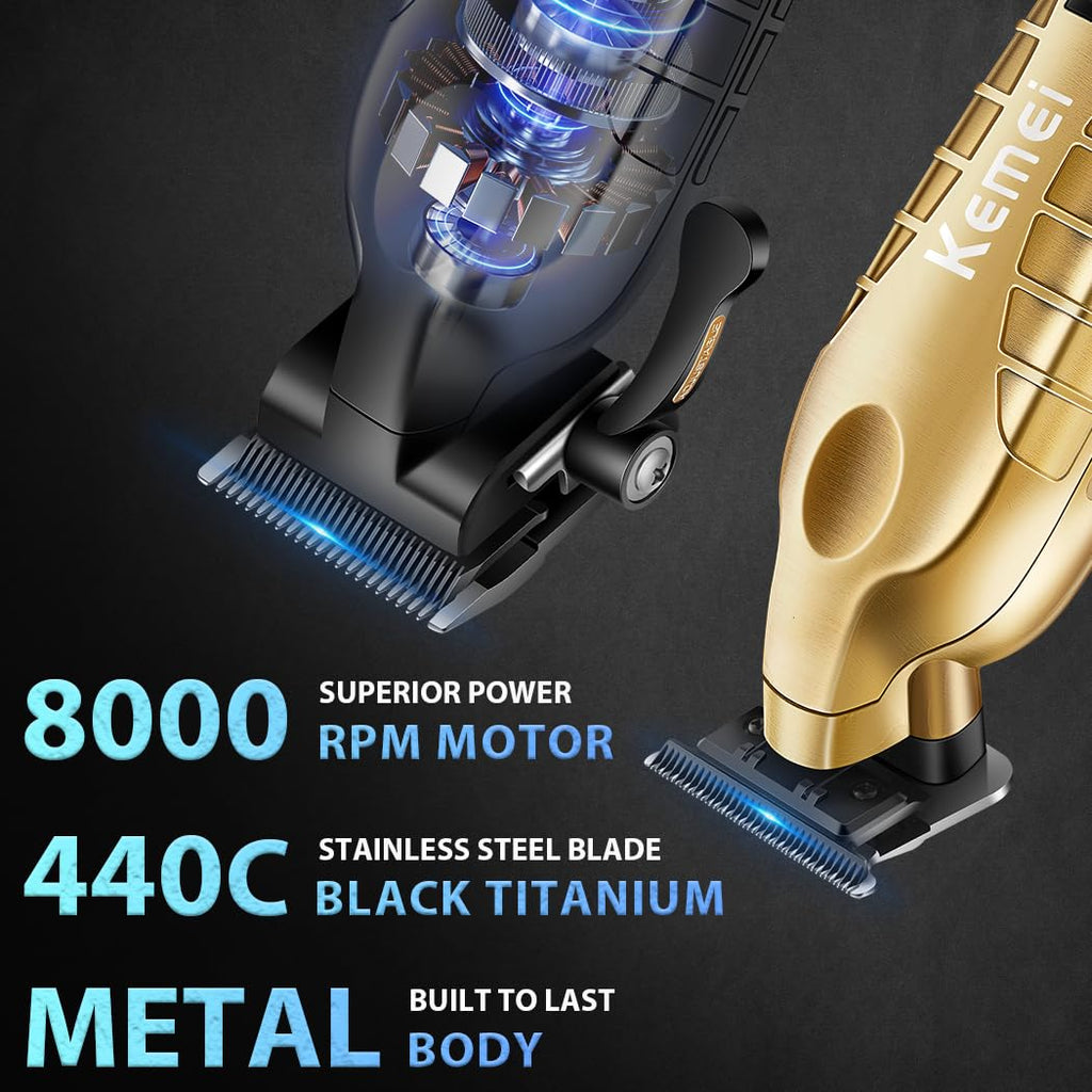 KEMEI KM-2293 3-Piece Cordless Barber Kit with Foil Shaver, Gold