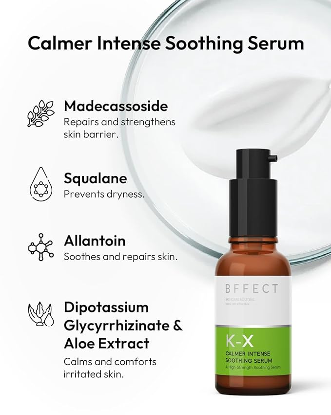 BFFECT Centella Asiatica Serum,Calmer Intense Soothing Serum with Madecassoside for Sensitive Skin, Soothe & Repair Skin Barrier, Redness Relief, Fragrance Free, 1 Fl Oz