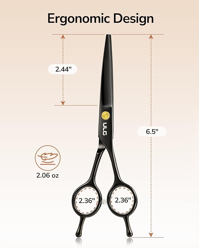 Hair Cutting Scissors, ULG Professional Hair Scissors 6.5” Black