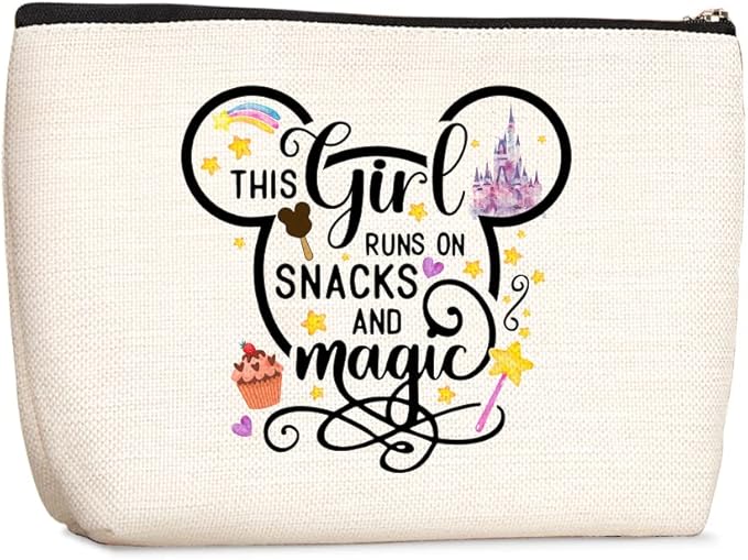 Wenboco Cartoon Mouse Cute Mouse Themed Gifts Cosmetic Bag for Women Teen Girls Birthday This Girl Runs On Snacks Makeup Bag Funny Anime Pouch Travel Bags Skincare Toiletry Bag Makeup Bag Anime Gifts