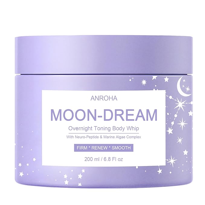 Anroha Moon Dream Overnight Toning Whip - Help Get Dreamy, Firming and Smoother-Looking Skin on Neck, Arms, Thighs - Advanced Nightly Body Lotion with Peptides & Antioxidants - 6.8 Fl Oz
