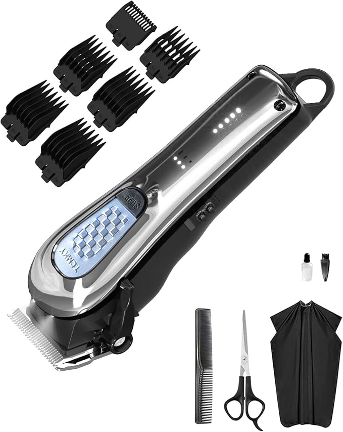 TCMKY Hair Clippers for Men Cordless&Corded Barber Clippers for Hair Cutting & Grooming Professional Hair Trimmer for Men Rechargeable Hair Trimmer Kit for Household (Silvery)