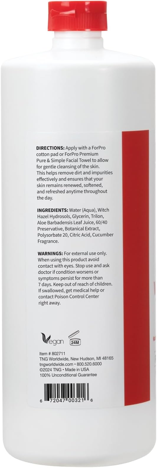 ForPro Witch Hazel Facial Toner, 32 Fl Oz – Cucumber Scent, Alcohol-Free with Aloe Vera & Glycerin, Pore Minimizing Hydrating Astringent for Sensitive Skin, Vegan & Cruelty-Free