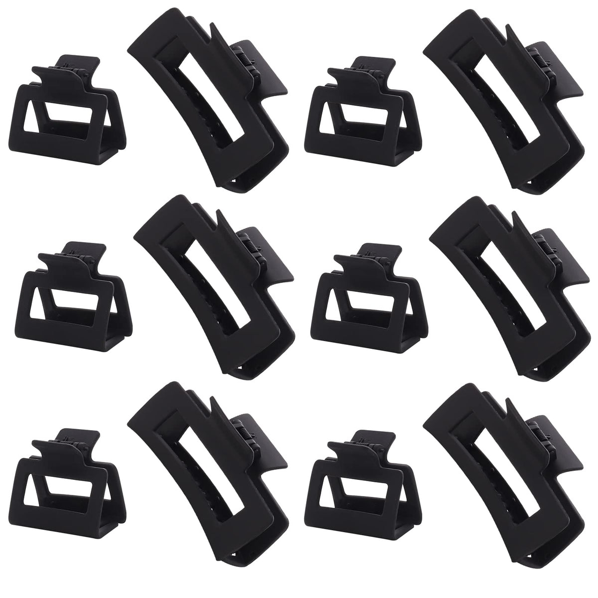 12 Pack Clear Square Claw Clips, Big and Small Neutral Rectangle Hair Claw Clips, Non-slip Matte Large Hair Clips for Women,Strong Hold jaw clip for Thick Thin Hair