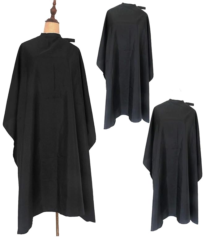 ST-BEST-P Haircut Cape Black Hair Cutting Salon Barber Capes Waterproof hairdressing for Clients Men Adults (3PCS-Barber Capes)