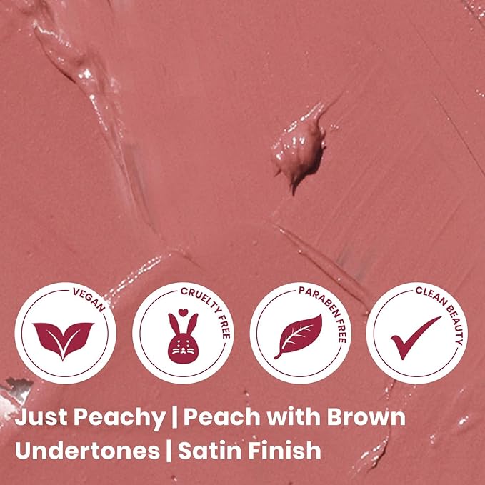 True + Luscious Super Moisture Lipstick | Satin Sheer Lasting Hydrating Lip Color for Dry Lips & All Skin Tones | Lightweight Feel with Hyaluronic Acid & Konjac Root | Vegan | Just Peachy