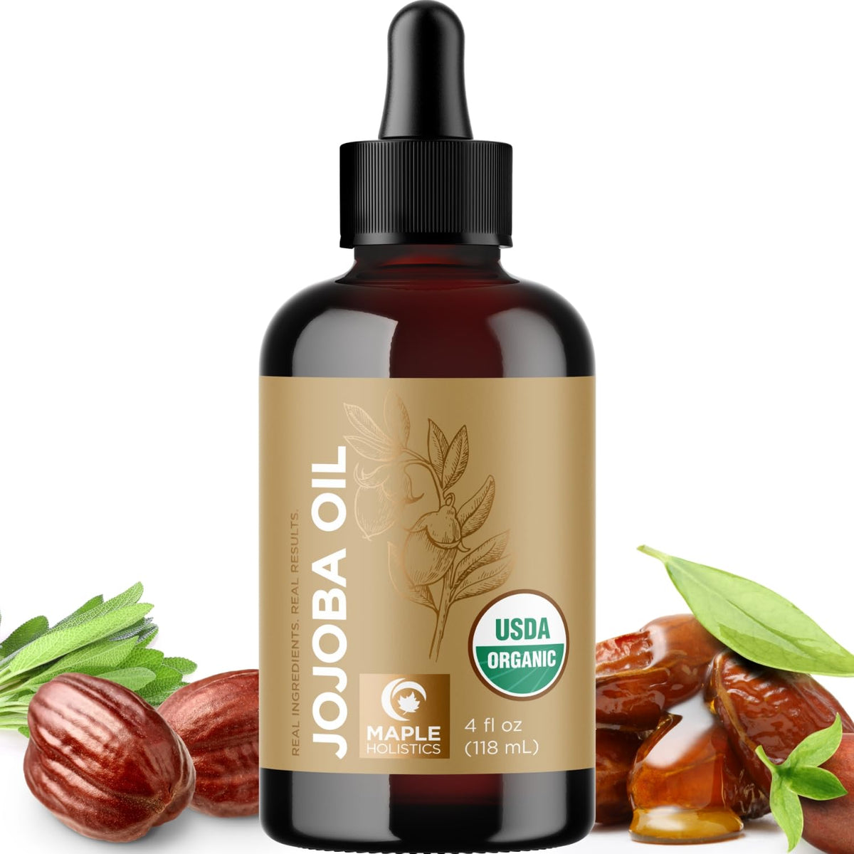 Organic Jojoba Oil Cold Pressed Unrefined - 100% Pure Organic Certified Oil for Skin Hair & Nails - Organic Skin Care & Natural Beauty DIY Carrier Oil - Dermatologist Tested & Non GMO (16 Fl Oz)