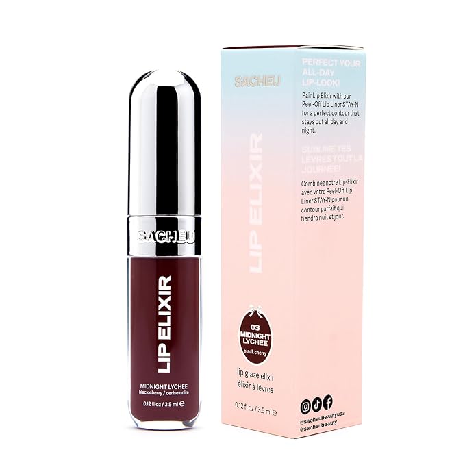 Sacheu Lip Elixir Hydrating Lip Gloss, Midnight Lychee