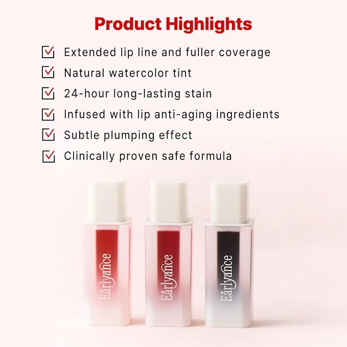 Earlyance Peel Off Natural Watercolor Lip Tattoo Liner (6g), 24hr-Long Lasting Korean Lip Stain, Transfer-Proof Matte Blush Pink with Gentle Plumping for Bareface Look (Ballerina Pink)