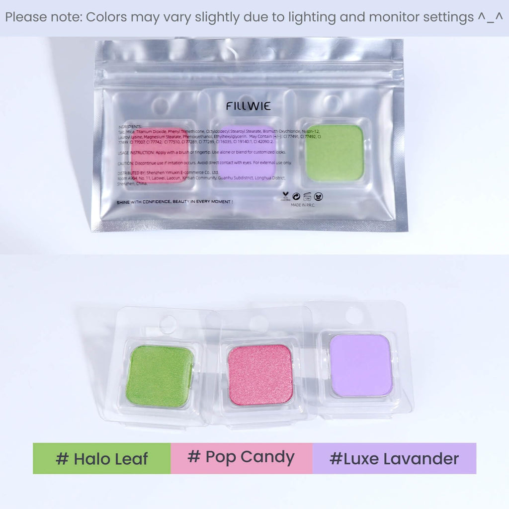 Fillwie 3-Color Eyeshadow Refill Kit, Custom Fit Empty Magnetic Palettes