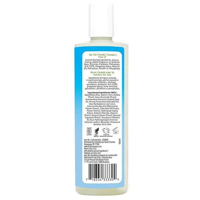 Desert Essence Kids Fragrance Free 2-in-1 Shampoo & Body Wash, Gentle Cleanser for Children’s Hair and Skin, Tear-Free Bath Wash for Kids, 12 fl oz