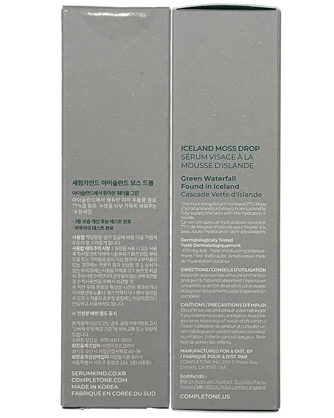 SERUMKIND Iceland Moss Drop Serum, Long-lasting Deep Hydration with Beta Glucan & Panthenol, Soothing & Non-Sticky Moisture Balance, Korean Skincare (1.01 fl oz / 30 ml)
