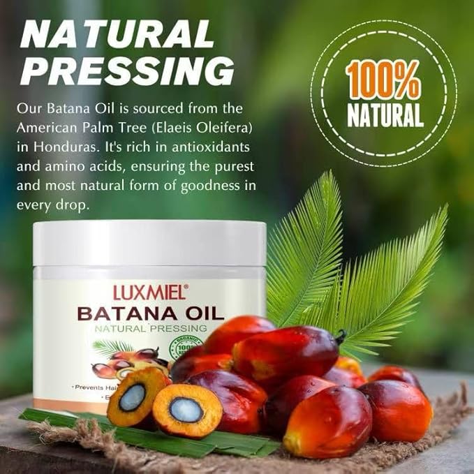 LUXMIEL Batana Oil for Hair Growth – 100% Pure Raw Unrefined Organic Batana Oil from Honduras – Cold Pressed Natural Hair Mask for Scalp Health, Thick & Strong Hair for Men & Women – 7.8 oz