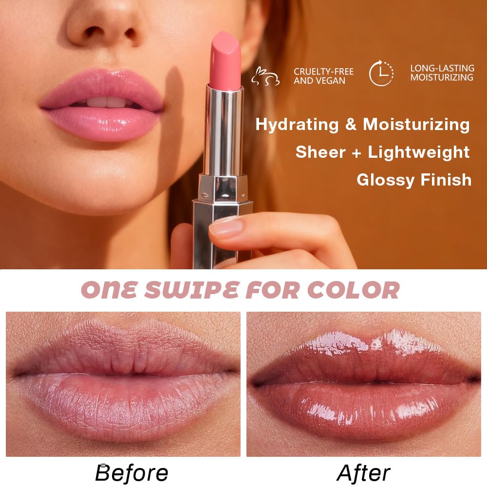 Kaely Raisin Honey Lipstick Tinted Lip Balm, Hydrating Shine Lipstick for Women Dry Lips, Moisturizing Nourishing Glossy Lip Gloss Stain Makeup, Sheer Lightweight, Vegan & Cruelty-Free, 08
