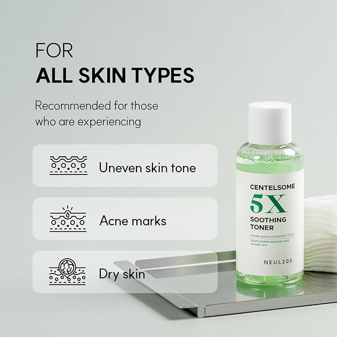 NEUL20S Centelsome 5X Soothing Toner 6.76 fl oz/200ml | Hydrating & Calming Korean Facial Toner with Green Tea, Centella Asiatica & Exosomes | Supports Sensitive, Dry & Acne-Prone Skin