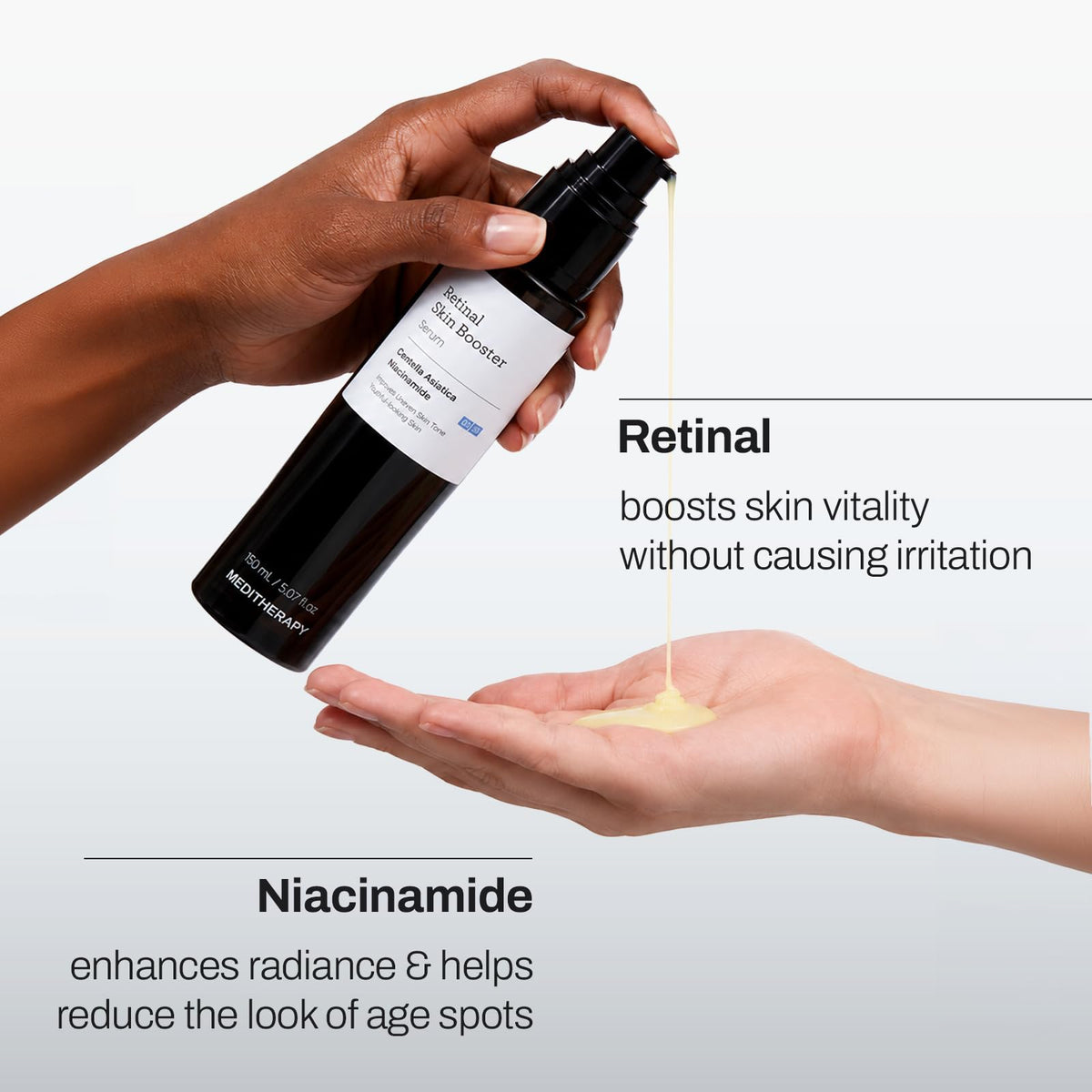 MEDITHERAPY Retinal Skin Booster Serum 5.07 fl oz | Retinaldehyde, Niacinamide, Cica | Korean Hydrating Face & Body Serum for Dull, Uneven Skin, All Skin Types, K-Beauty