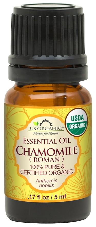 US Organic 100% Pure Chamomile (Roman) Essential Oil - USDA Certified Organic, Steam Distilled - W/Euro Dropper (More Size Variations Available) (5 ml / 1/6 fl oz)