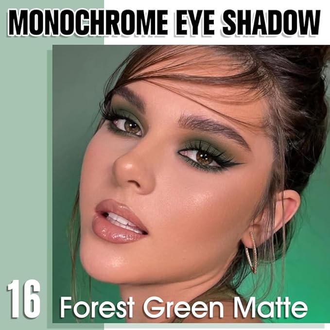 HHLTOH Forest Green Matte Eyeshadow, Military Green Gray Color Single Eyeshadow Palette Makeup, Neutral Powde Eye Shadow for Mature Skin, Pigmented Waterproof, Vegan & Cruelty-Free, Sombras para Ojos