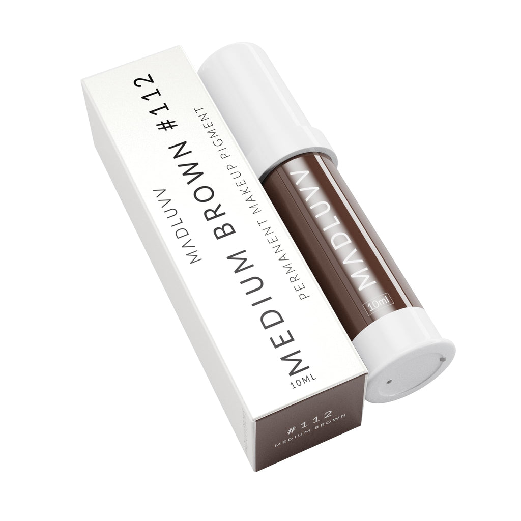 MADLUVV Professional Makeup Pigment for PMU Brow Artistry, Made in the USA, Vegan, Cruelty-free, Non-Toxic, Gel Consistency & High Retention - Medium Brown 112
