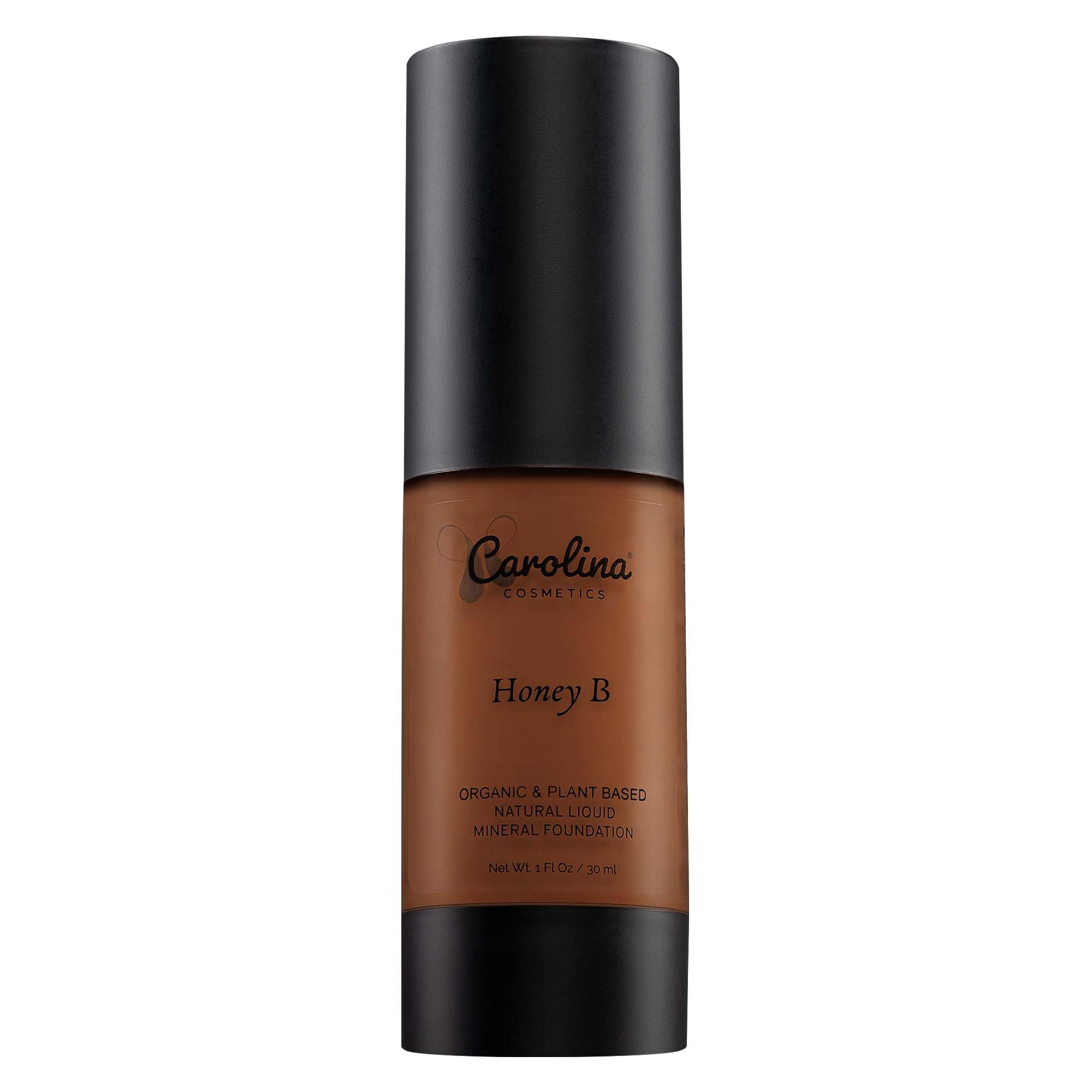 Carolina Cosmetics - Foundation in Honey B Shade Plant-Based - Hydrating, Pore-Minimizing & Buildable Coverage - Vegan, Non-GMO, Paraben-Free - 1oz