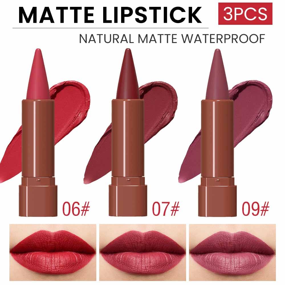 BINGBRUSH Lip Liner Set,Matte Lipstick Pencil,Cone Tip for Line&Fill, 3pcs