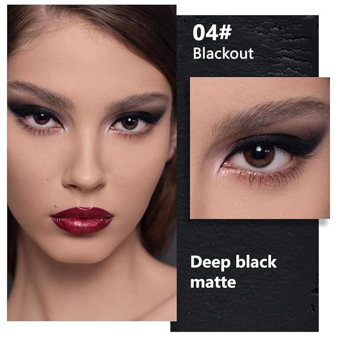 FeiCuiYun Matte Single Eye Shadow Palette Makeup, Deep Dark Black Monochrome Eyeshadow For Older Women, Mini Single Pressed Pigmented Waterproof Sombras Para Ojos, Vegan, Talc, Paraben&Cruelty Free