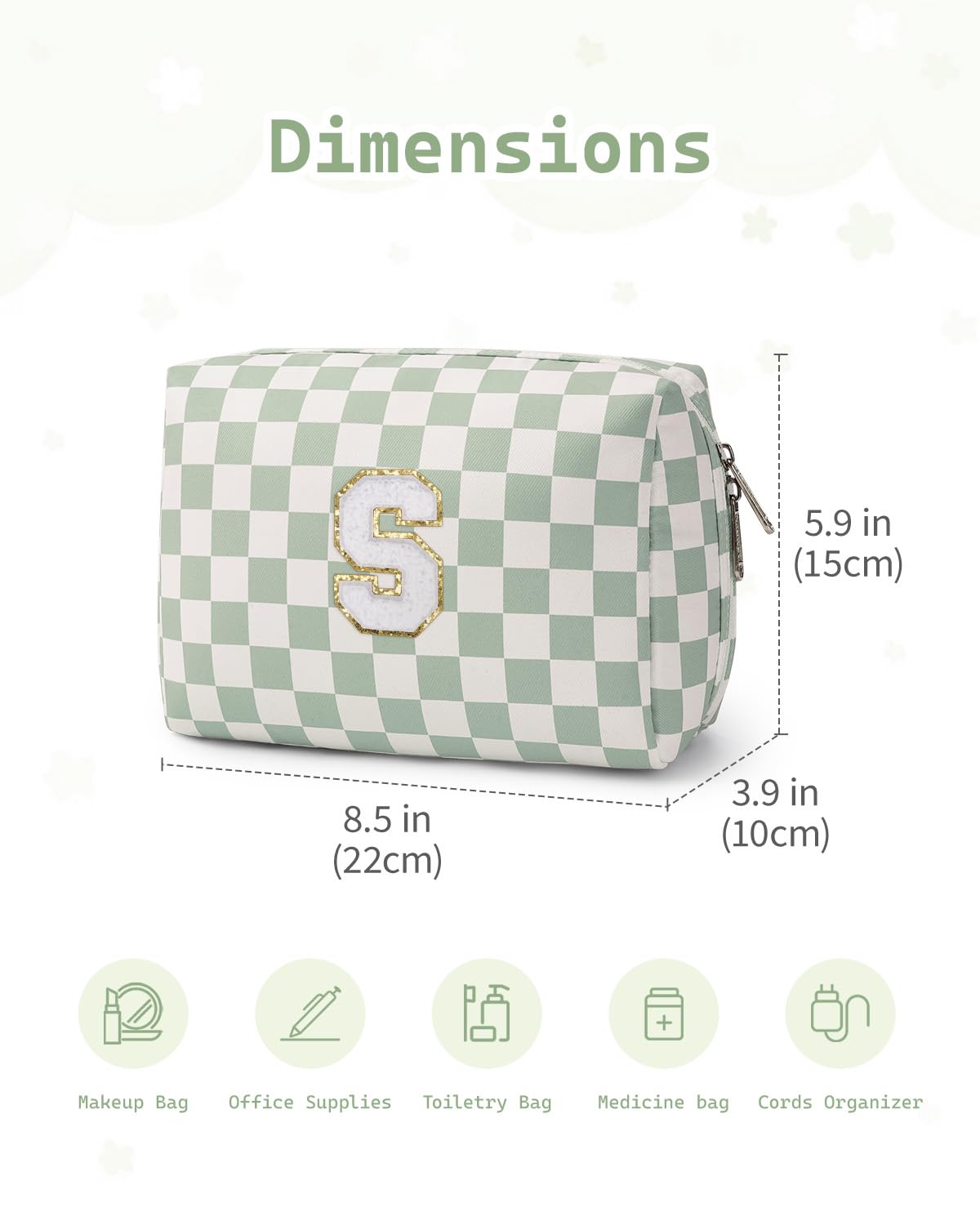 Narwey Initial Makeup Bag, Graduation Gifts for Teen Girls kids Tween, Trendy Stuff 6-18 Years Old, Personalized Monagram Travel Cosmetic Bag, Birthday Teacher Bridesmaid Mom Gifts for Women (S)