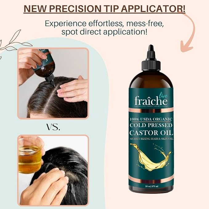 Castor Oil Organic Cold Pressed for Hair Growth & Skin - Aciete De Recino