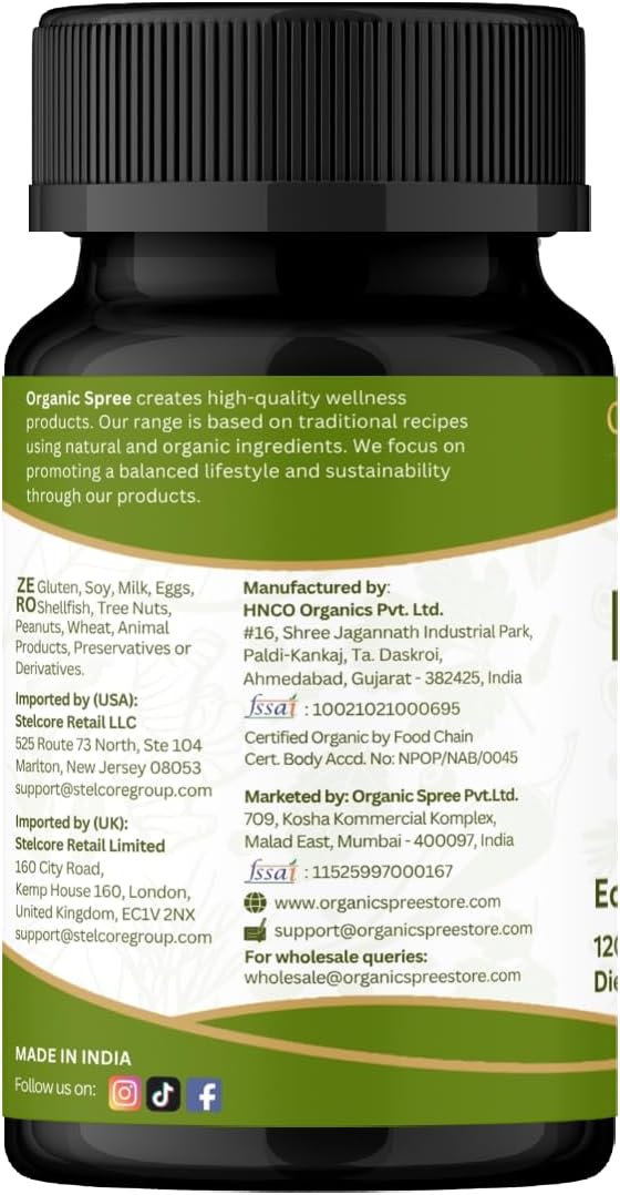 ORGANIC SPREE Bhringraj 120 Tablets - USDA Organic Bhringraj (Eclipta alba) Supplement, Supports Hair Nourishment* - Pack of 2