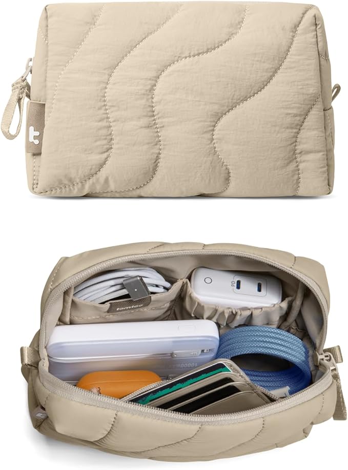 tomtoc Electronics Organizer Travel Case, Soft Puffy Accessory Tech Case