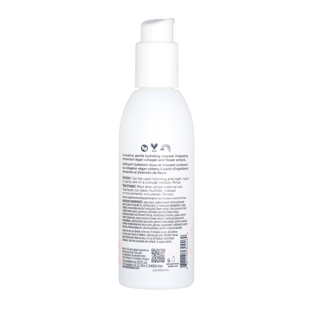 Pacifica Vegan Collagen Cream Gel Facial Cleanser - Daily Foaming Face Wash & Makeup Remover, Hydrating Anti-Aging Face Wash for Dry & Sensitive Skin, 4.7oz