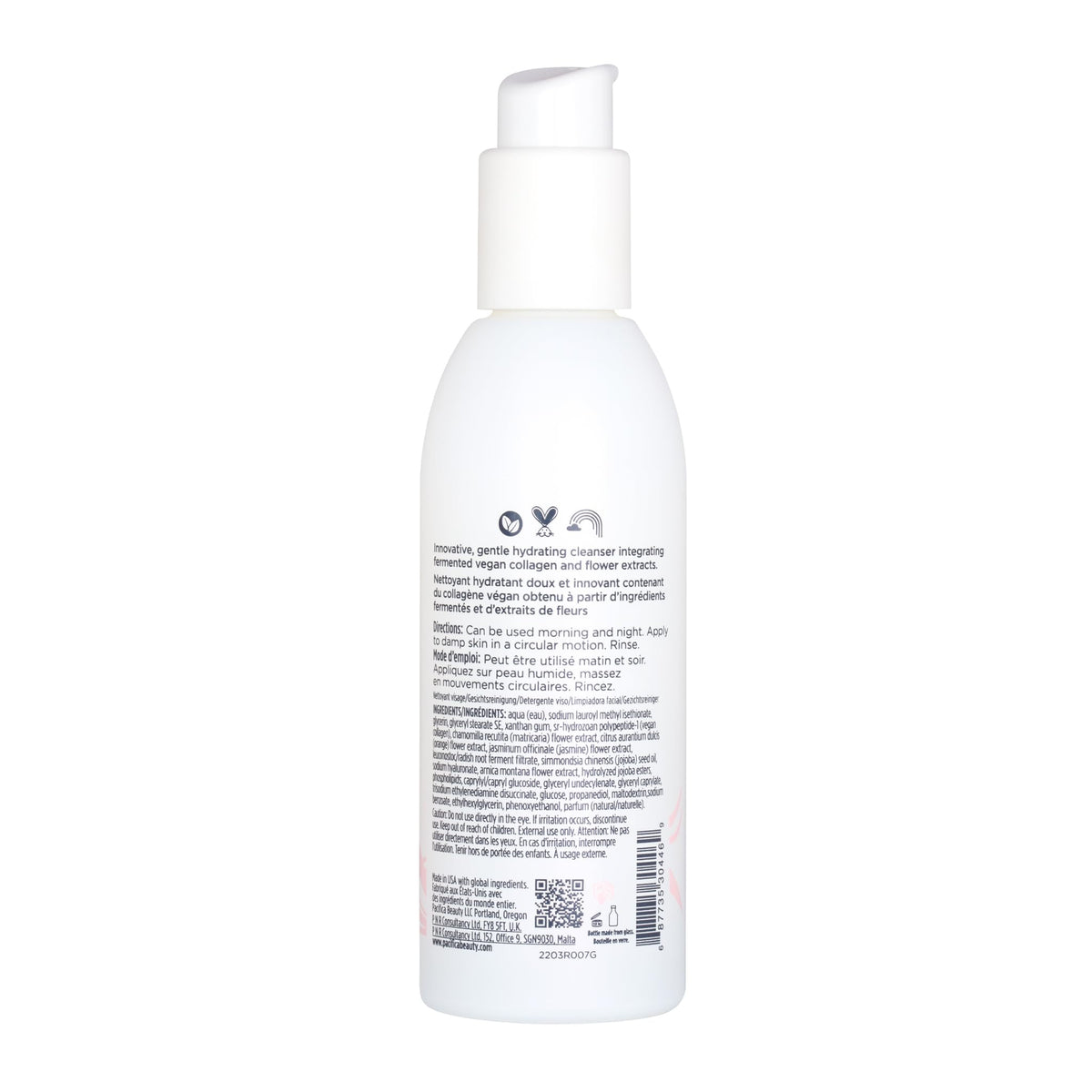 Pacifica Vegan Collagen Cream Gel Facial Cleanser - Daily Foaming Face Wash & Makeup Remover, Hydrating Anti-Aging Face Wash for Dry & Sensitive Skin, 4.7oz