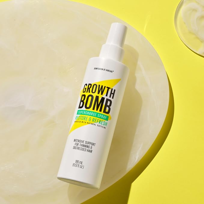 Growth Bomb Supercharge Spray - Leave in Conditioner Spray, Detangler & Scalp Treatment Spray for Curly, Straight, Wavy, Dry, Frizzy Hair, Lightweight Hydration to Support Healthy Growth - 185 mL