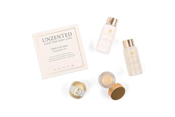 Zents Unscented 4-Piece Mini Set, Moisturizing Body Care