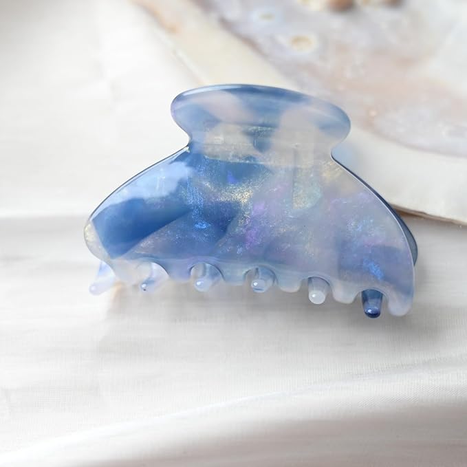 Prettyou Handmade Celluloid Acetate French Design Barrettes Tortoise Shell Claws Hair Claw Luxury Fashion Accessories Hair Clip for Women (aespa blue)