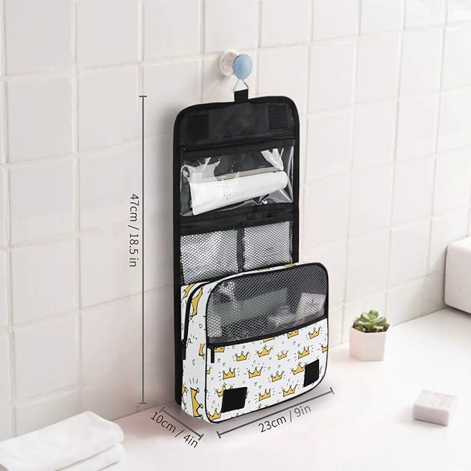 senya Hanging Travel Toiletry Bag Kit Makeup Case Cosmetics Organizer for Men Women (Crown Princess)