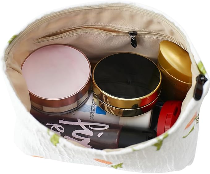 BBORGDC Floral Jacquard Makeup Bag - Large Capacity Cosmetic Pouch & Travel Toiletry Organizer with Zipper, Perfect for Daily Use, Gifts, and On-the-Go Essentials, Purses for Women Clearance