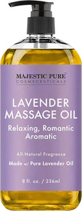 MAJESTIC PURE Lavender Massage Oil for Massage Therapy - Refreshing, and Relaxing - Natural Oils with Lavender Essential Oil - for All Skin Types - Men and Women Massage Lotion - 8 fl oz
