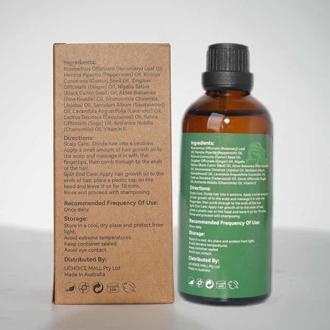 NP NATURES PHILOSOPHY Rosemary Oil for Hair Growth, Hair Growth Oil 3.38 fl oz, Anti-Hair Loss, Quickly Absorbed & Non-Greasy, Aussie Organic Hair Serum for All Hair Types, for Men and Women -100ml